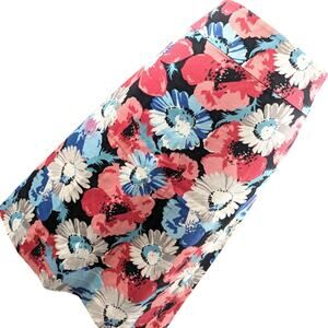 TALBOTS! COOL BLUES, PINK & WHITE FLORAL, TEXTURED COTTON BLEND SKIRT! SZ 8